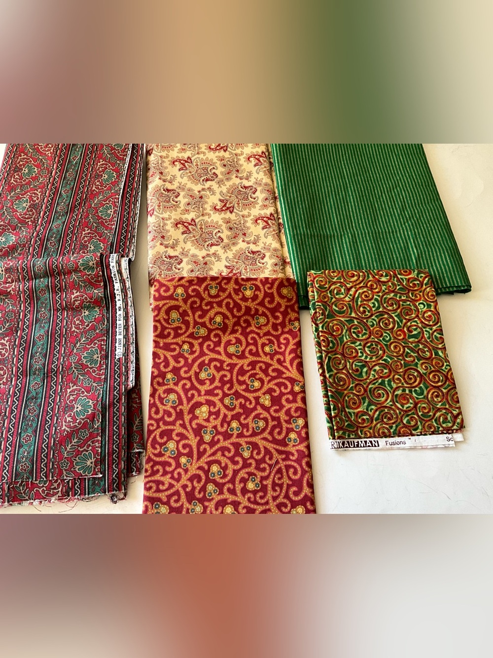 Quilting Sewing Material Lot Moda #3793 Robert Kaufman Fabrics Paisley Red Green
